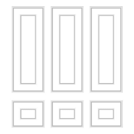 White Wall Molding Kit layout drawing with frame dimensions alternate view