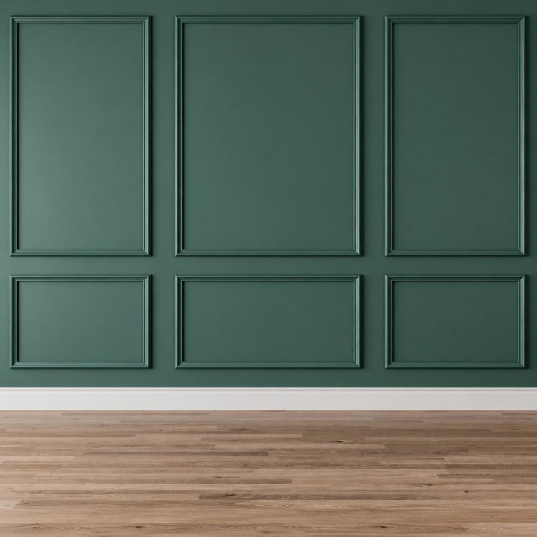 Decorative wall molding: classic green picture frame panels