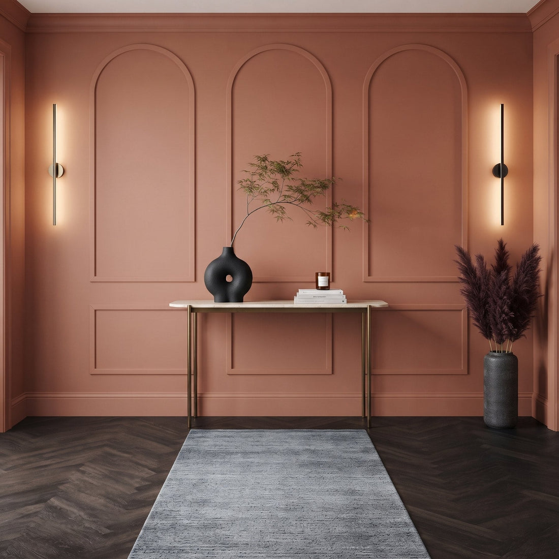 Arched wall molding idea: terracotta arches on an entryway wall
