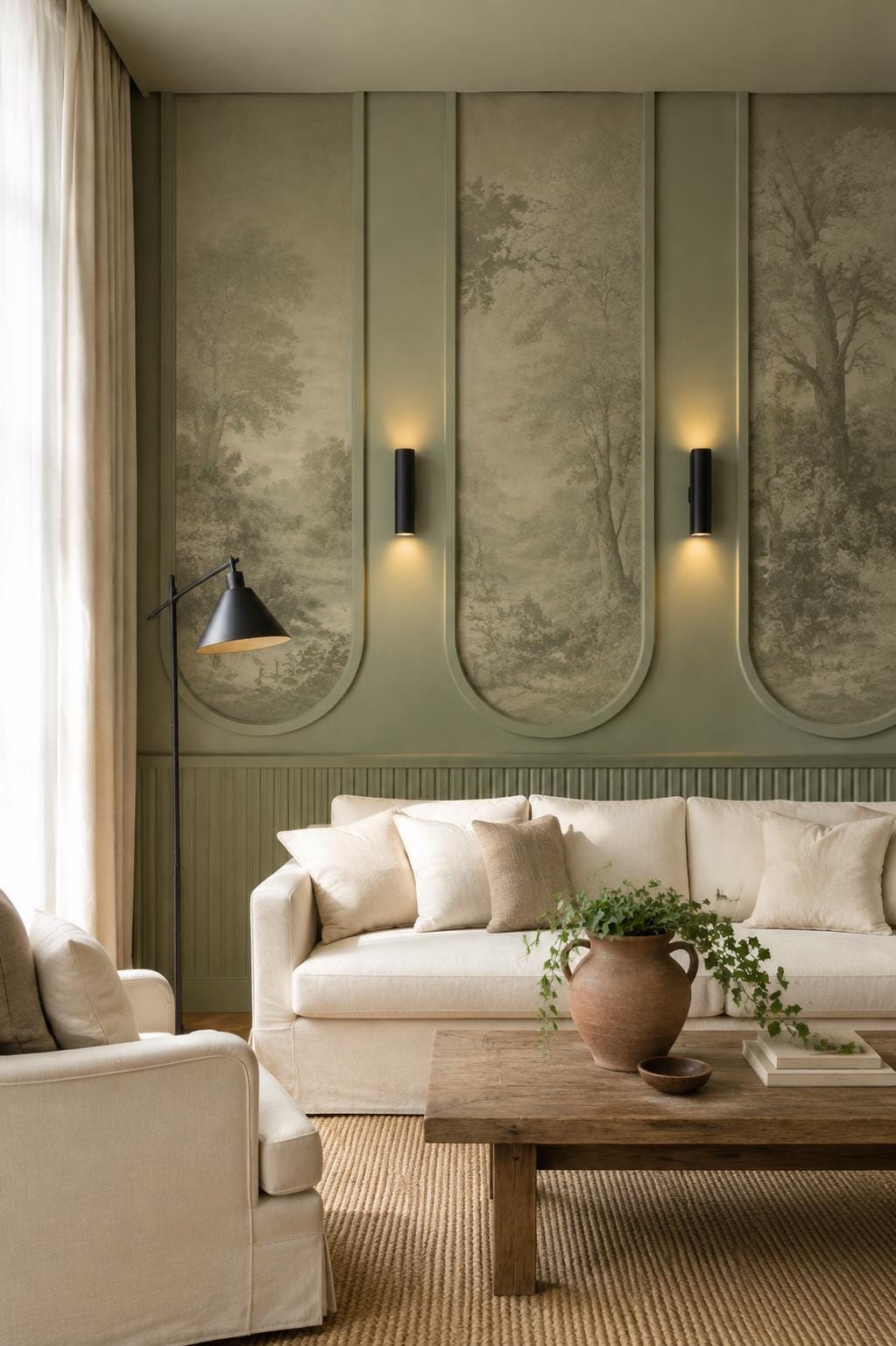 Molding for archway look with a U shaped arched wall molding kit on a flat wall
