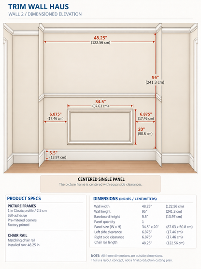 Veronica's Custom Order – 5 Picture Frame Molding Panels + 6 cm Chair Rail