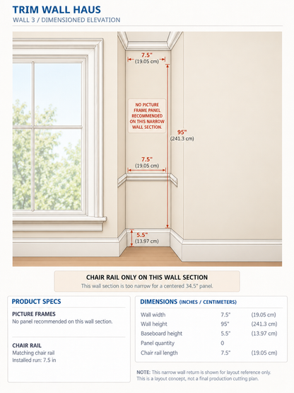 Veronica's Custom Order – 5 Picture Frame Molding Panels + 6 cm Chair Rail