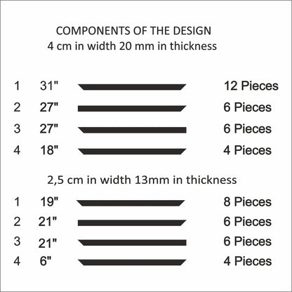Accent Wall Molding Kit cut list: strip lengths and piece counts