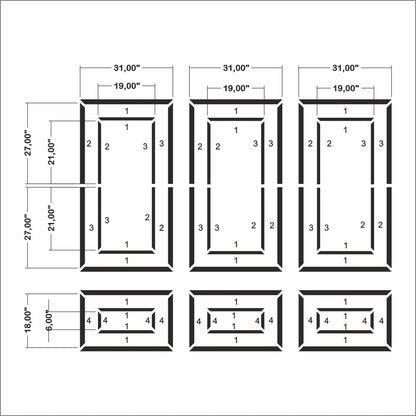 Accent Wall Molding Kit layout drawing with frame dimensions