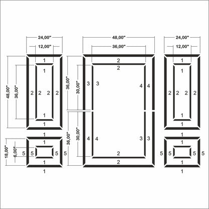 Accent Wall Trim Kit layout drawing with frame dimensions