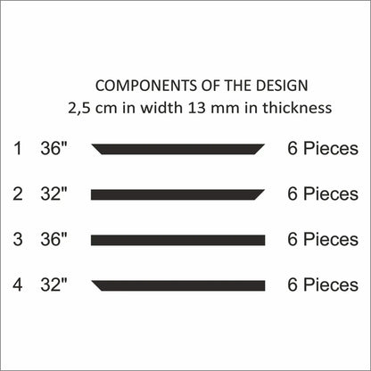 Accent Wall Molding Kit cut list: strip lengths and piece counts