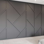 Geometric Asymmetric Wall Molding Kit, Easy Installation for Living Areas | Pre-Cut & Primed