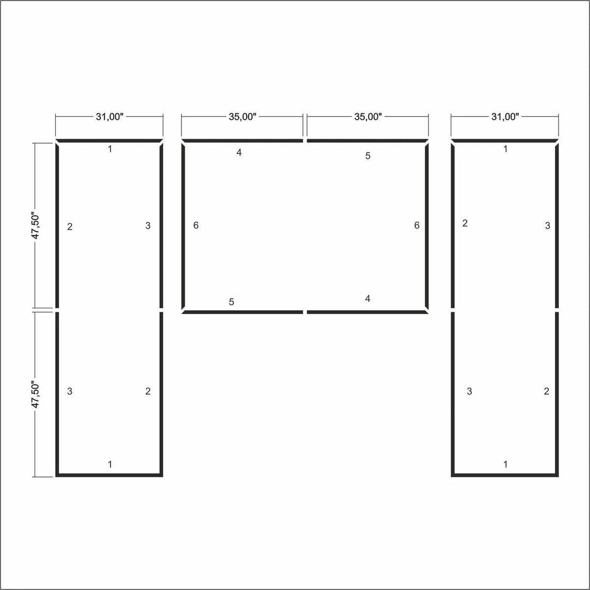 Bedroom Headboard Accent Wall layout drawing with frame dimensions