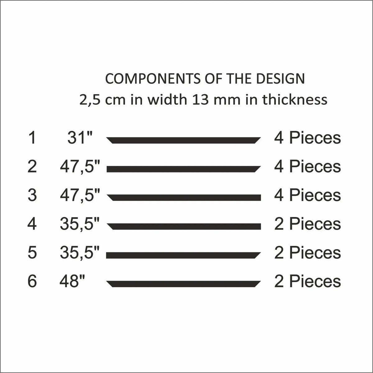 Bedroom Headboard Accent Wall cut list: strip lengths and piece counts