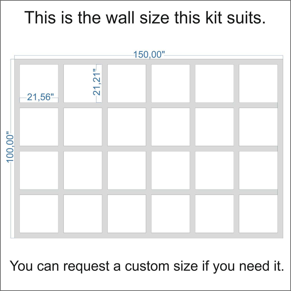 Wall size the Board and Batten Accent Wall Panels fits (custom sizes available)