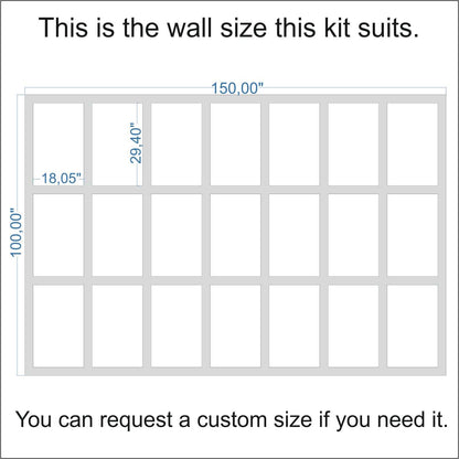 Wall size the Board and Batten Decorative Wall Panels fits (custom sizes available)