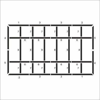 Board and Batten Wall Trim layout drawing with frame dimensions