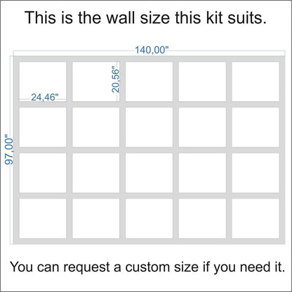 Wall size the Board and Batten Wall Kit fits (custom sizes available)