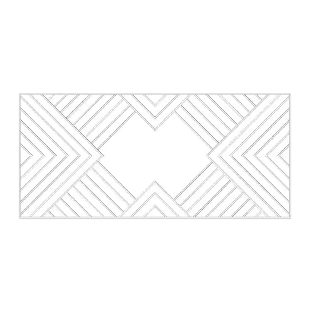 Contemporary Box Molding Wall Paneling layout drawing with frame dimensions