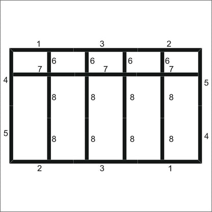 DIY Board and Batten Wall Panels layout drawing with frame dimensions