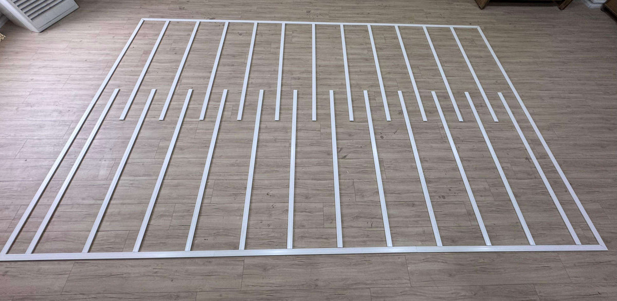Flat Wall Molding Kit pieces laid out, full layout view
