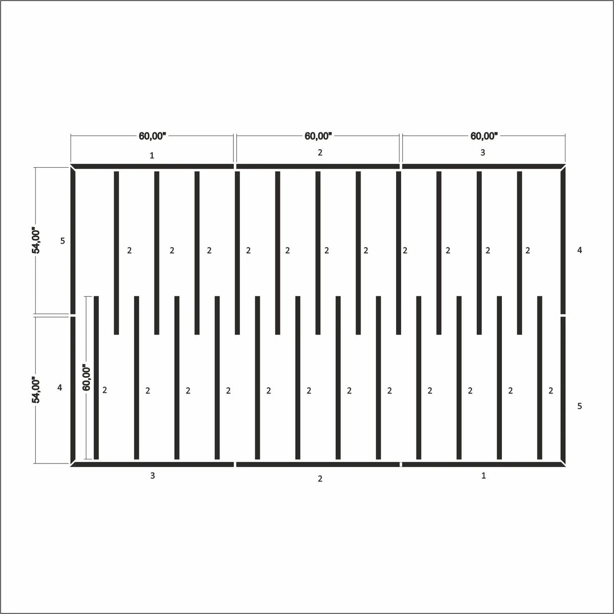 Flat Wall Molding Kit layout drawing with frame dimensions