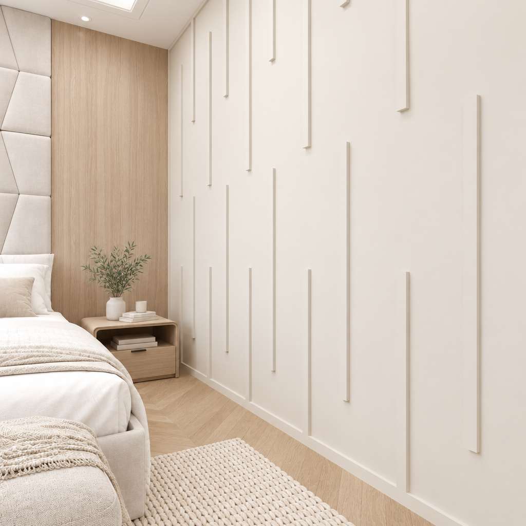Flat Wall Paneling Kit, white bedroom wall molding design behind the bed