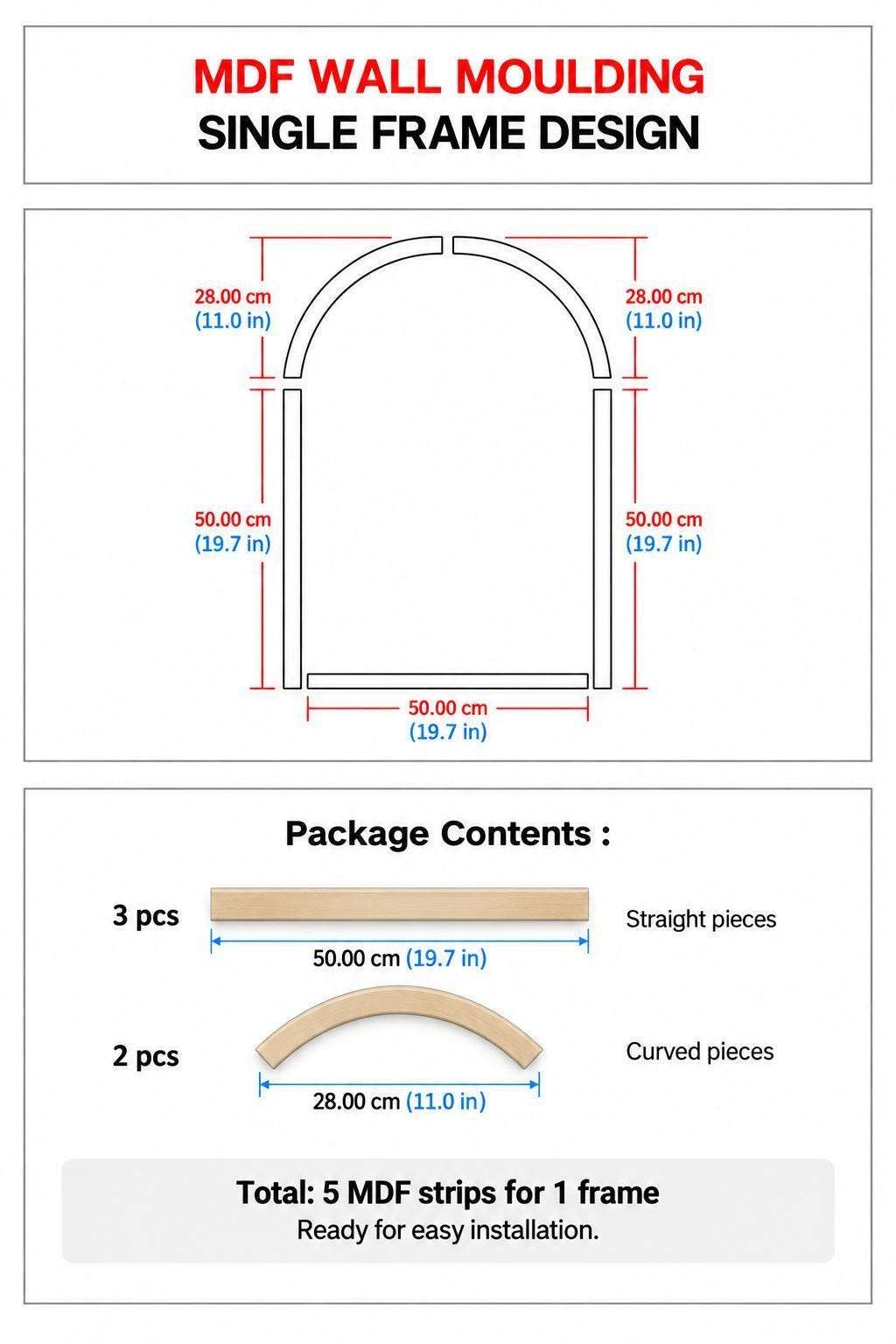 Flexible Arched Wall Molding, Paintable MDF Wall Trim, Pre-Cut Arch Decorative Wall Panels, Picture Frame Molding, room view 4