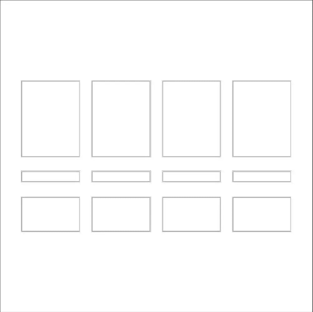 French Peel and Stick Wall Molding layout drawing with frame dimensions