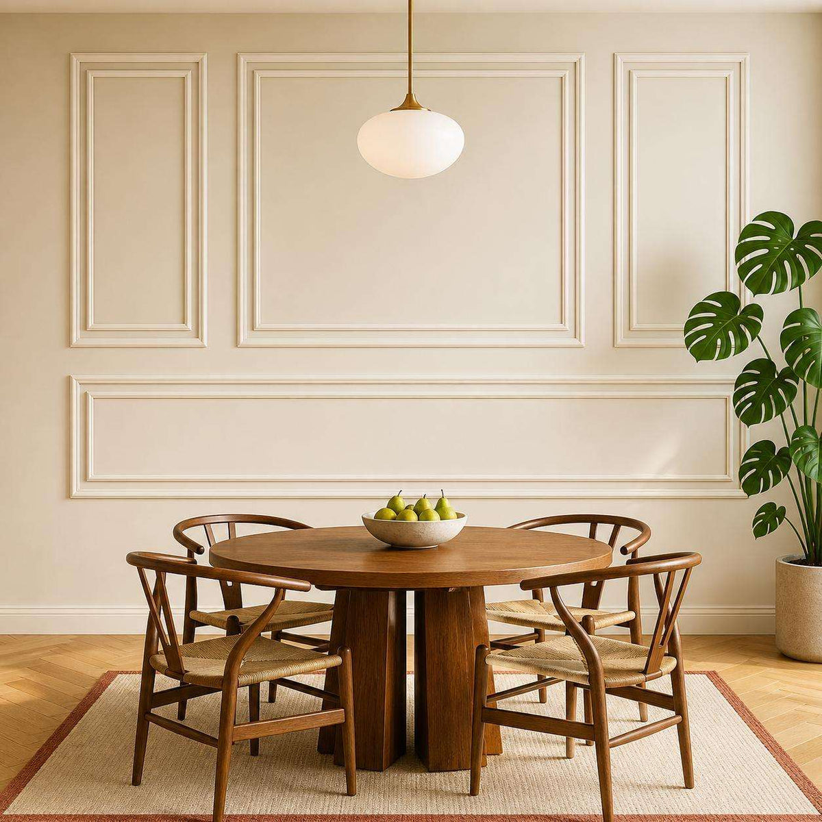 French Wall Molding Paneling Kit, cream picture frame wall molding in a dining room