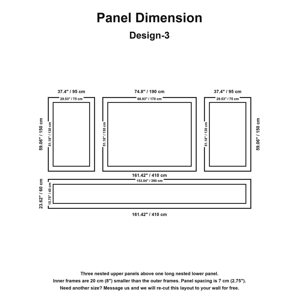 French Wall Molding Paneling Kit size options chart