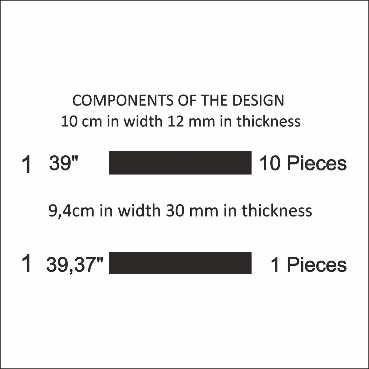 Half Wall Paneling Package cut list: strip lengths and piece counts