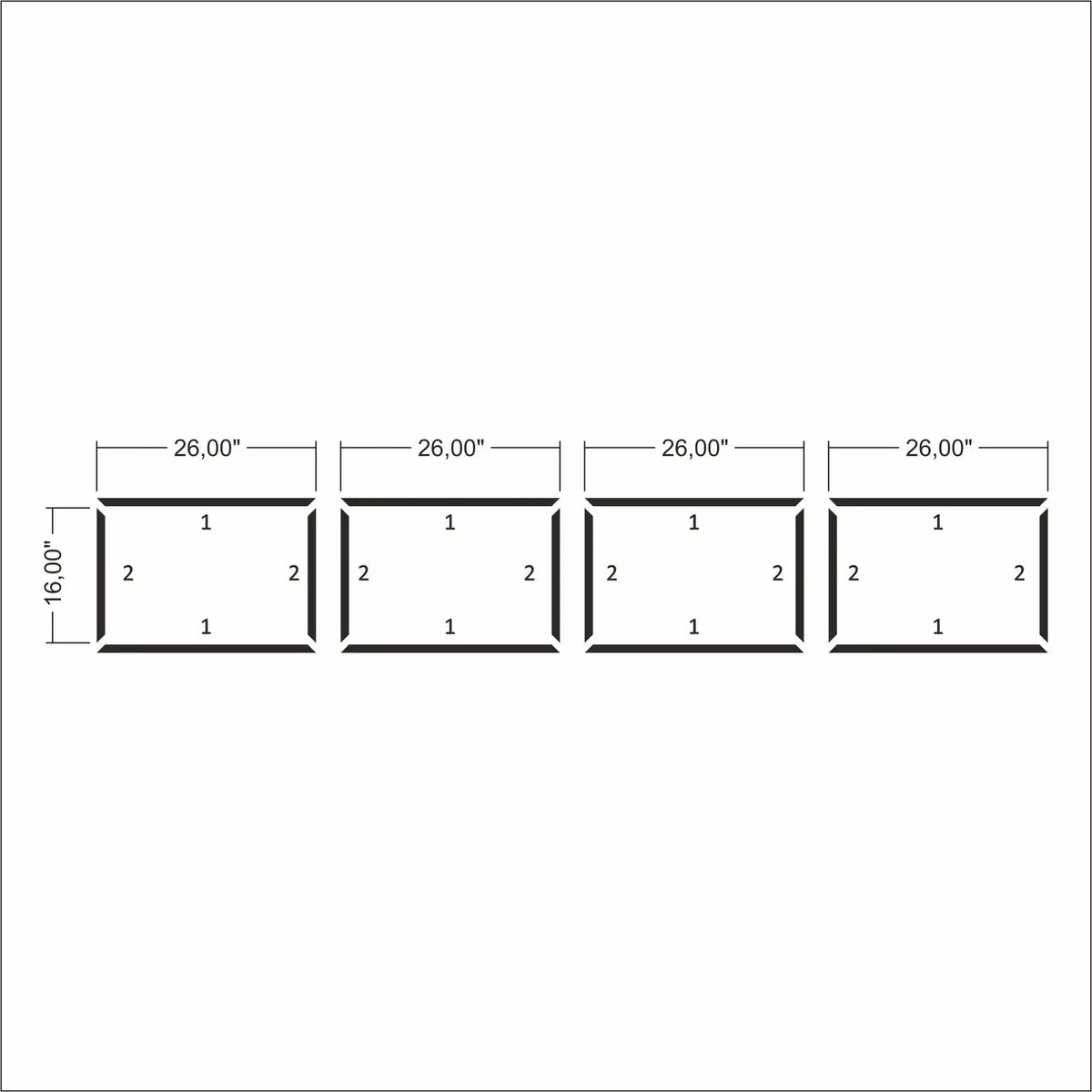 Half Wall Paneling Kit layout drawing with frame dimensions