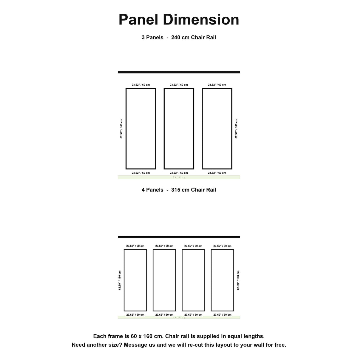 Half Wall Paneling Kit dimensions and package contents
