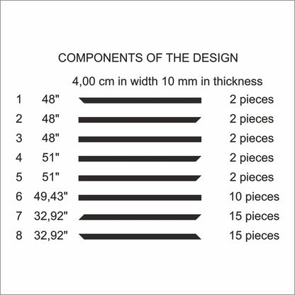 Herringbone Wall Molding Kit cut list: strip lengths and piece counts