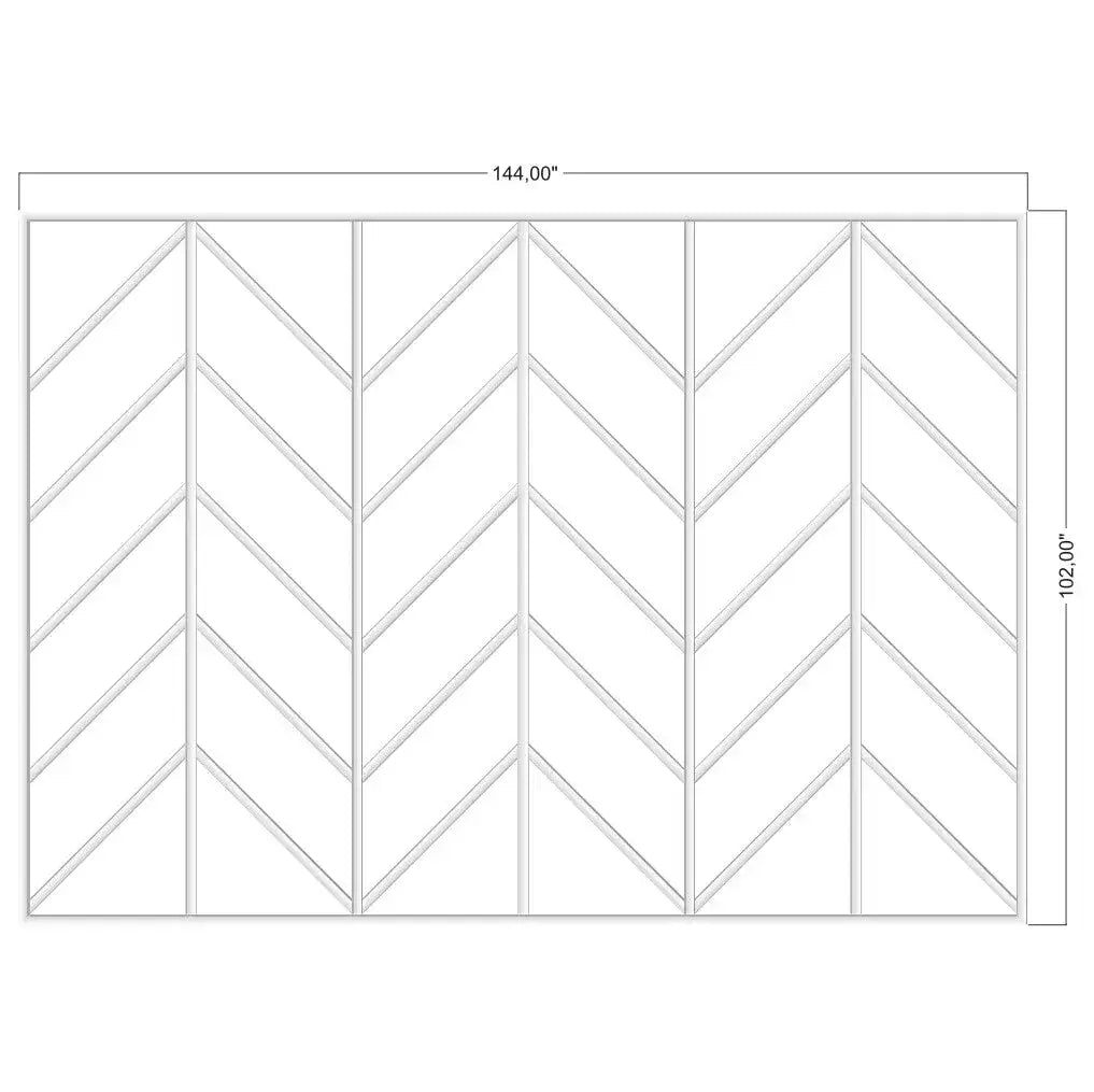 Herringbone Wall Molding Kit layout drawing with frame dimensions