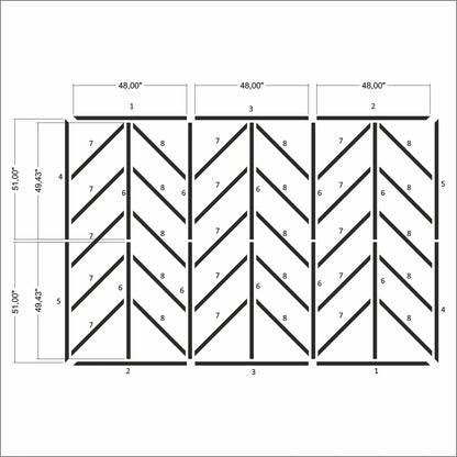 Herringbone Wall Molding Kit numbered piece assembly diagram