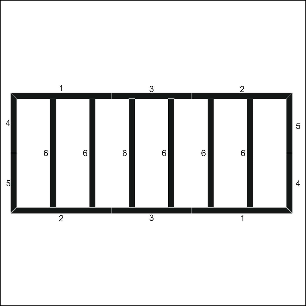 Modern Farmhouse Shaker Wall Panels layout drawing with frame dimensions