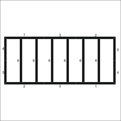 Modern Farmhouse Shaker Wall Panels layout drawing with frame dimensions