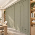 Modern Geometric Wainscoting Design Wall Molding Kit, Ready to Assemble | Pre-Cut & Primed
