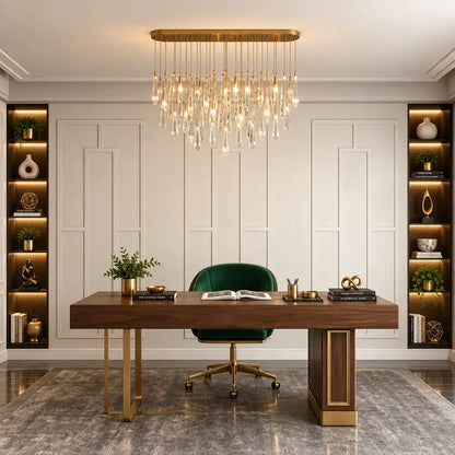 White picture frame wall molding in a home office