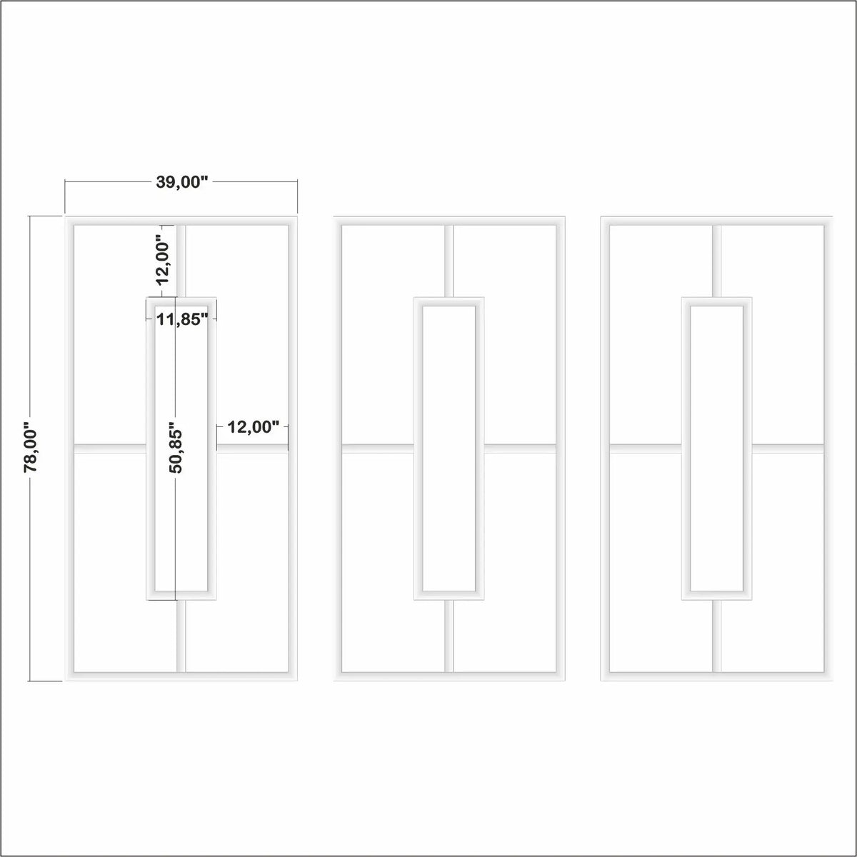 Modern Wainscoting Kit layout drawing with frame dimensions