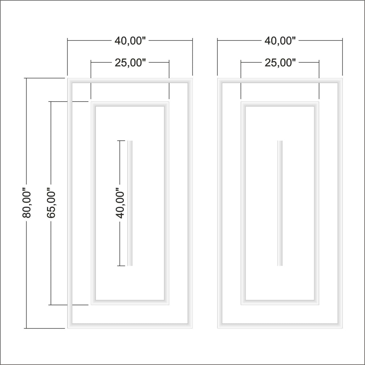 Modern Wall Molding Kit layout drawing with frame dimensions