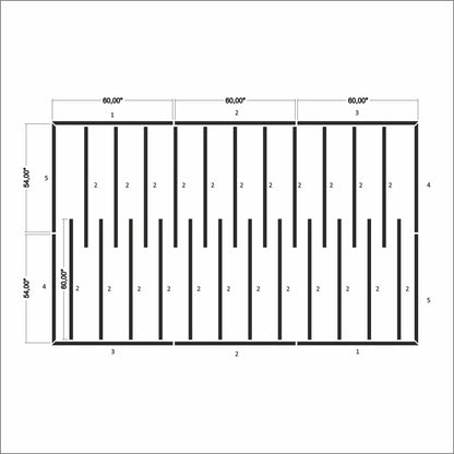 Modern Wall Trim layout drawing with frame dimensions