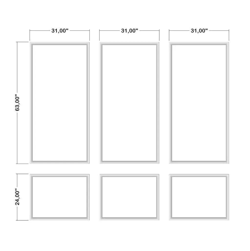 No Nails Peel and Stick Wall Trim layout drawing with frame dimensions