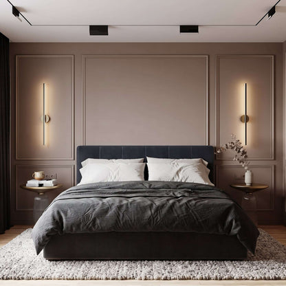 Peel and Stick Picture Frame Molding, taupe bedroom wall molding design behind the bed