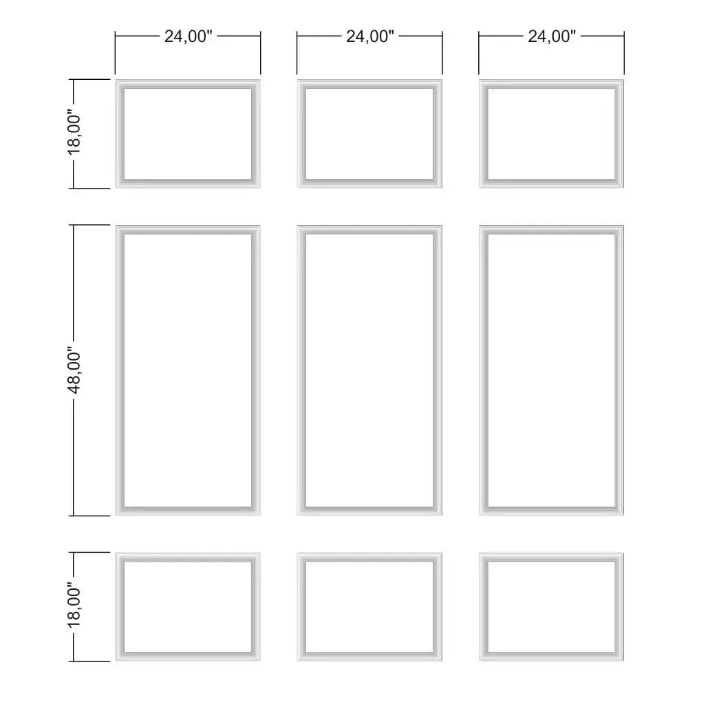 Peel and Stick Picture Frame Molding layout drawing with frame dimensions