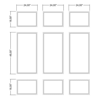 Peel and Stick Picture Frame Molding layout drawing with frame dimensions
