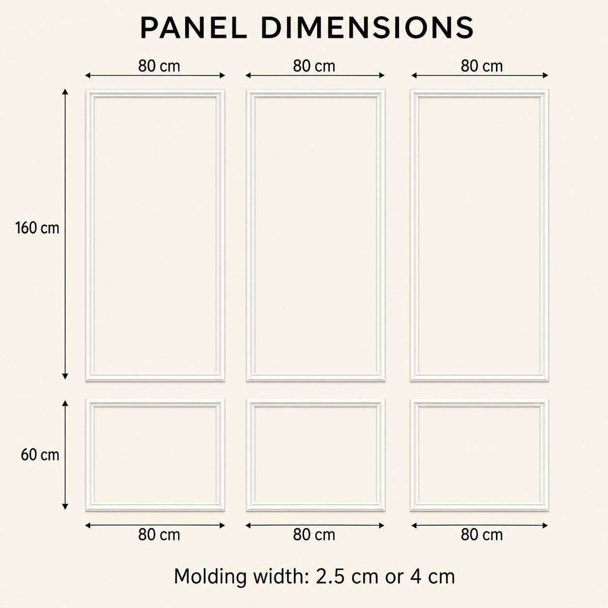 Picture Frame Wainscoting Kit dimensions and package contents