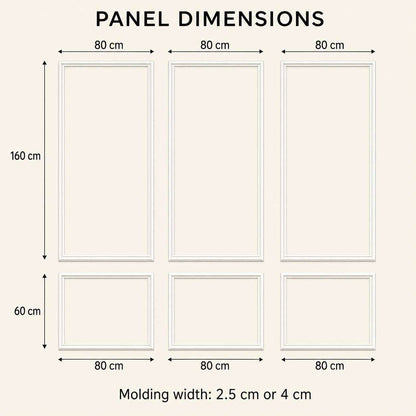 Picture Frame Wainscoting Kit dimensions and package contents