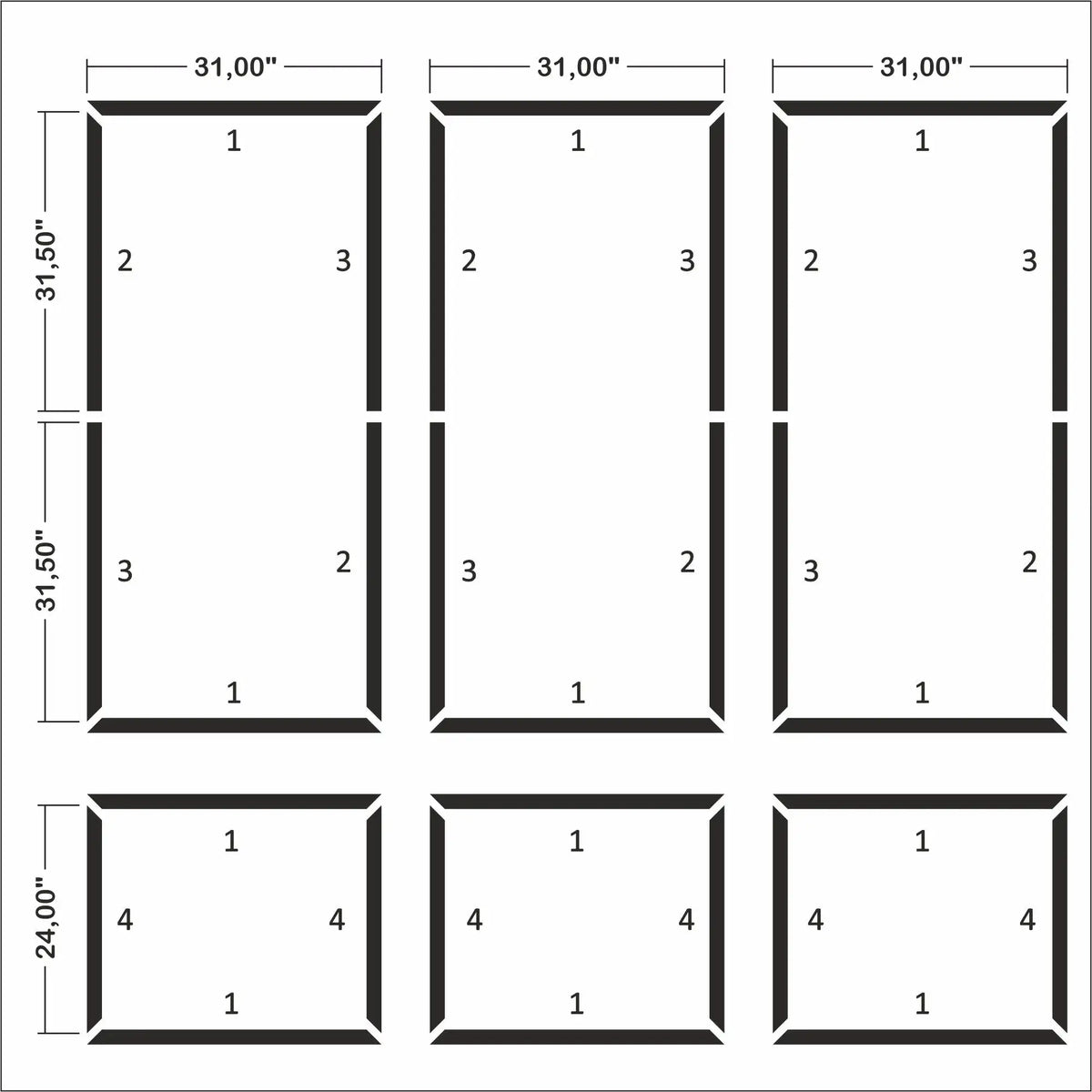 Ready to Go Wainscoting Kit numbered piece assembly diagram