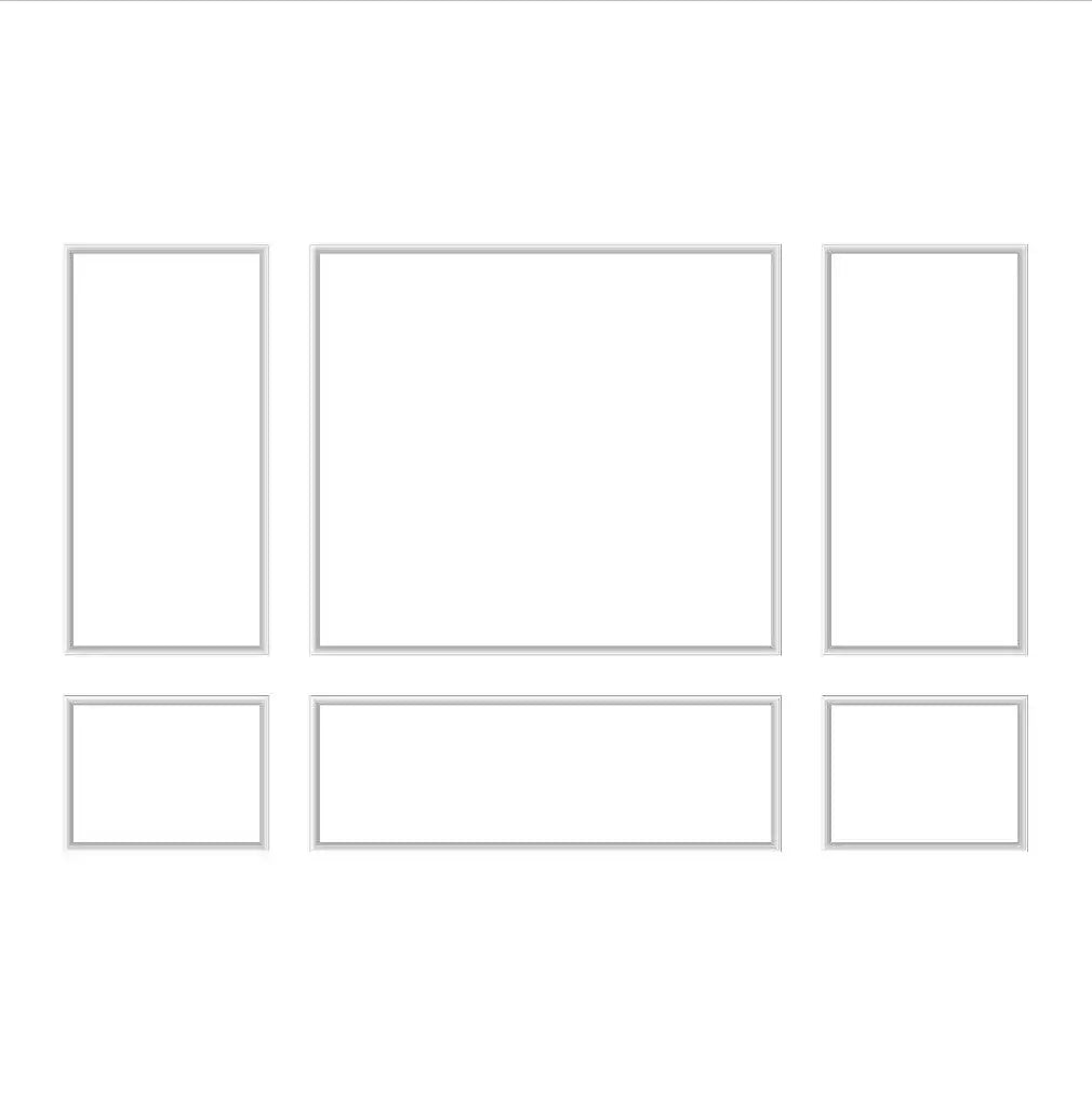 Renter Friendly Peel and Stick Wall Molding layout drawing with frame dimensions