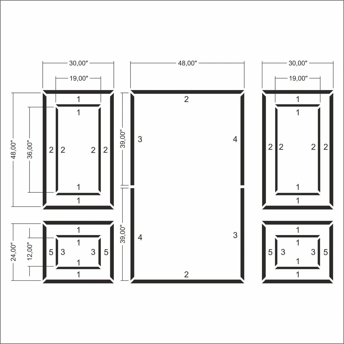 Shadow Box Molding Kit numbered piece assembly diagram