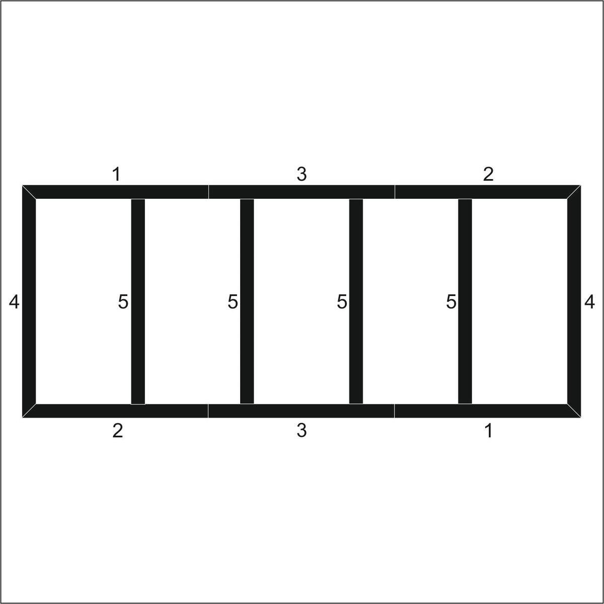 Shaker Wall Paneling Kit layout drawing with frame dimensions
