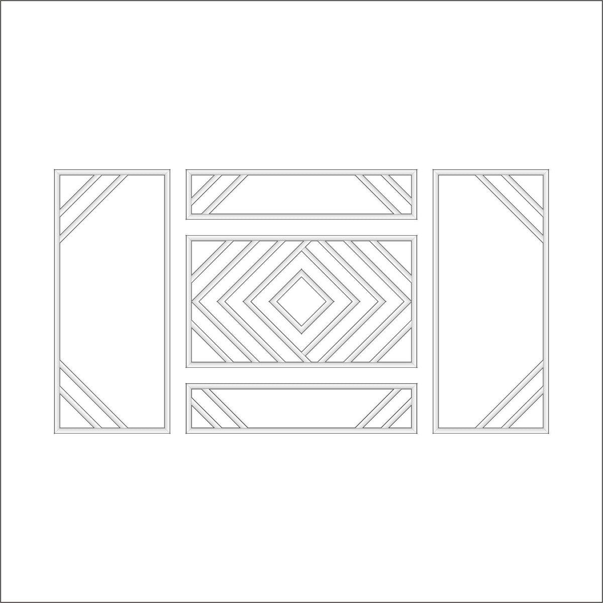 Square Edge Wall Molding layout drawing with frame dimensions